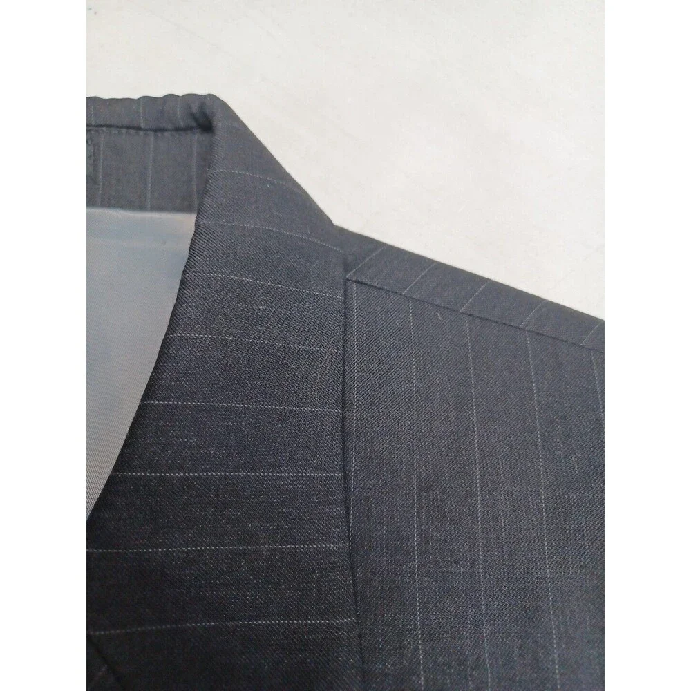 Andrew Fezza Wool Mens Black Blazer Sport Coat Pinstripe 50L